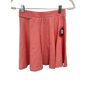 SO Elastic Waist Pull On Mini Skater Skirt Women Medium Peach White Feminine NEW